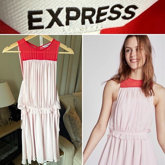 Express Women’s Red/pink Color Block Sleeveless Dress Size S - Picture 1 of 11